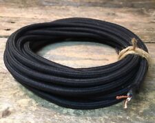 25 Ft Black Round 18/2 Antique Cotton Covered Cord -Cloth  Wire - UL Cert picture