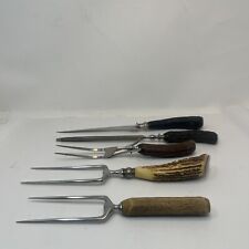 5 - Vintage Bone Handle Forks, Sharpener & Universal Knife With Sterling Silver picture