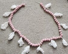 Pink Felt Ball Garland 6 Ft String with white tassels picture