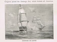 Naval Battle USS Chesapeake vs. HMS Leopard - 1899 Historical Print picture