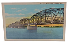 Vintage Linen Postcard New Loup River Bridge Columbus Nebraska picture