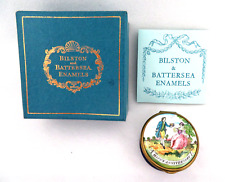 Vintage Bilston Battersea Halcyon Blue Enamel Trinket Box HAPPY ANNIVERSARY  NIB picture