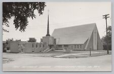 Strawberry Point IA~First Methodist Church~Tall Spire~A-Frame Chapel~1940s RPPC picture