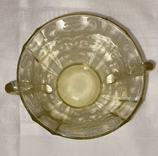 Vintage Yellow Amber Depression Glass Madrid Pattern Soup Bowl Double Handled picture