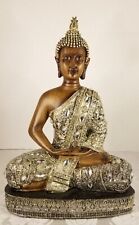 Seated Buddha Statue Bronze Color w/ 