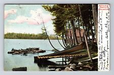 Adirondacks NY-New York, A Private Camp, c1905 Vintage Souvenir Postcard picture