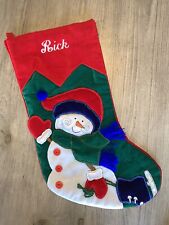 Vintage L'Art De Chine Christmas Snowman Stocking Embroidered “Rick” picture
