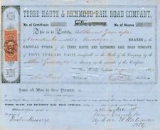 Terre Haute and Richmond Railroad - Stock Certificate - Railroad Stocks picture