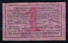 1910 Chesterfield Cigarettes Coupon (Baseball as a prize offer on back) picture