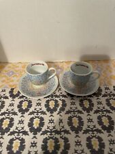 Juan Valdez Cafe set of 2 demi cups and saucers confetti pattern picture