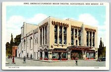 Albuquerque New Mexico~Kimo Indian Theatre Street View~Vintage Linen Postcard picture