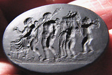 WEDGWOOD  1770-79 RARE BLACK BASALT INTAGLIO SEAL OF MARRIAGE OF CUPID  & SPYCHE picture