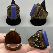 Ancient Near Eastern Lapis Lazuli Brass Ring picture
