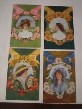 LOT OF 4 VINTAGE VICTORIAN LADY POSTCARDS - A132, A135, A133 & A141 - UNUSED - S picture