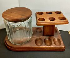 Wooden Pipe Stand Rack Holder With Humidor Holds 6 Pipes picture