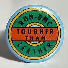 RARE Vintage 1988 RUN DMC promo pin Tougher Than Leather badge rap button 1
