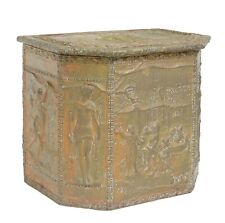 French repousse brass - clad lined coal or wood box  picture