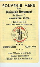 AM-048 IA, Hampton, Drierdale Restaurant, Souvenir Menu, 1960's to 1970's picture