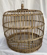 Vintage Antique Bamboo Round Brown Large Birdcage Asian Boho Chic Home Decor picture