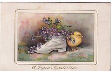 VTG Postcard Antique, 1915, A Joyous Eastertide, Shoe chick picture