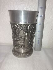 VINTAGE WEST GERMANY PEWTER GOBLET CUP  Hunting 5 1/2 Inches Tall picture