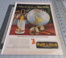 1943 Bacardi Rum Globe & Maracas Vintage Print Ad picture