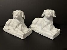 Maitland Smith Near Pair Porcelain Setter Dogs On Bases Paperweights Or Bookends picture