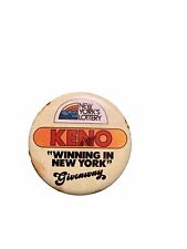 VTG ADVERTISING NEW YORK’S KENO “WINNING IN NEW YORK” Pinback Giveaway AS IS picture