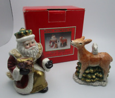 Omnibus By Fitz & Floyd 1995 King Wenceslas Ivory Salt Pepper Set Santa Deer picture