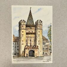 Vintage Spalentor Gate Basel 1970 Watercolor Postcard Switzerland picture