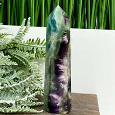 Snowflake Fluorite Tower Blue Green Magenta Feathered Crystal Generator 229g 124 picture