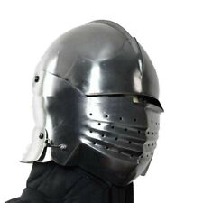 18G Steel Medieval Knight Pig Face Bascinet Helmet WMA SCA LARP Functional picture