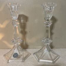 Pair Vintage Lenox Crystal Candlestick Holders 8” Original Label VGVC picture