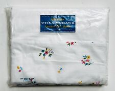 Vintage Stevens Utica-Mohawk Cream/Pink/Blue Floral Double Muslin Flat Sheet~NIP picture