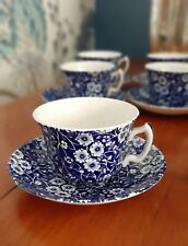 Vintage Burleigh Staffordshire England Blue Calico Cup & Saucer - 5 Available picture