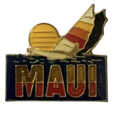 Vintage Maui Hawaii Windsurfing Sunset Travel Souvenir Pin picture