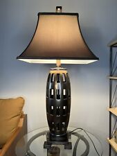 High Style, Modernism, Stunning Tall Reticulated Bronze/Brass Table Lamp picture