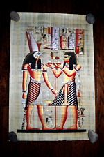 Authentic Hand Painted Egyptian Papyrus Horus God & Wife Themed 23