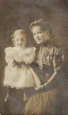 RPPC Beautiful Lady Mother and Baby Girl Daughter Antique Victorian Postcard picture