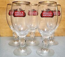 Stella Artois 5-Pack Set Original Glass Chalice Larger 40Cl Gold Rimmed picture