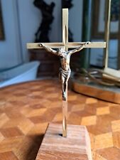 Small Crucifix / Antique / Bronze / 19TH CENTURY / WOOD BASE / SUPERB picture