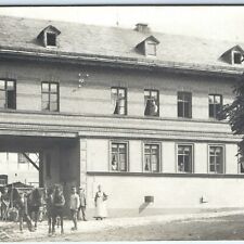 c1908 Germany Town Scene RPPC Horses Hauling Dirt Real Photo Cute Trad Women A28 picture