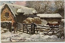 Antique Christmas Farm in Winters Mantle Tuck Oilette 9530 Postcard 1909 picture
