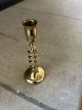 Vintage Brass Candlestick Candle Holder, 7.5” Tall, Spiral Twist, India picture