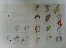 1947 womens spring hat styles vintage Delfau fashion art original 2 page ad picture