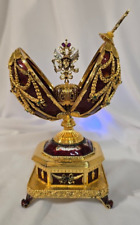 RARE HOUSE OF FABERGE' IMPERIAL EAGLE JEWELED EGG W/14K BROOCH FRANKLIN MINT picture