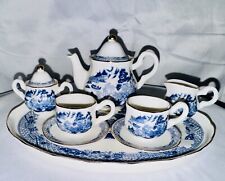 Regal Bone China Miniature Tea Set - 8 Pieces Traditional Blue and White Style picture