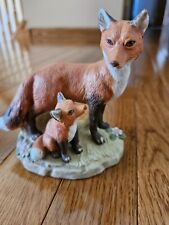 Vintage HOMCO Red Fox Figurine Mom and Pup Home Interior #1417 Nice Color picture