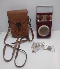 Vintage ZENITH Royal 500 Transistor Radio  Burgundy With BAG Plus Ear Piece Rare picture