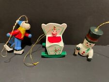 Vintage Mini Wooden Christmas Ornaments Set of 3 picture